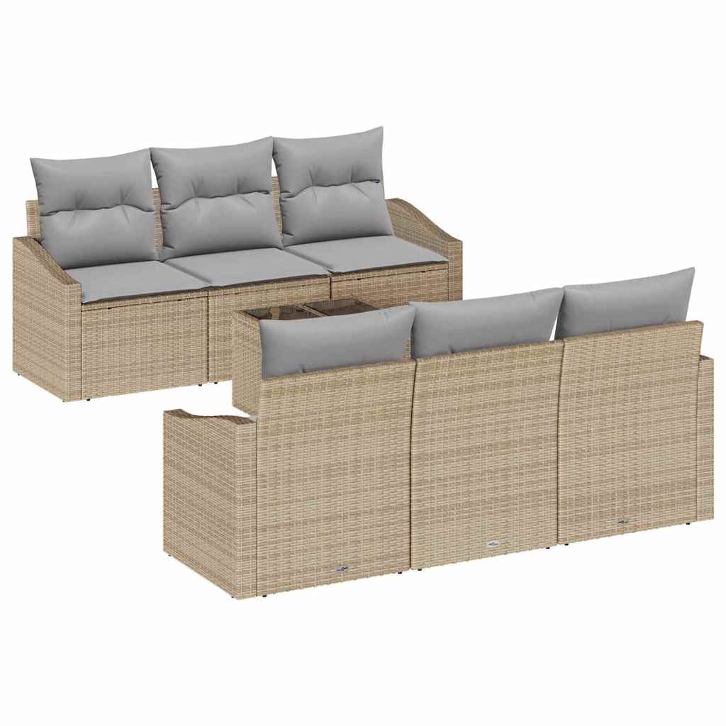 Garten-Sofa-Set mit Kissen 7 pcs Beige und Grau 55 x 55 x 37 cm